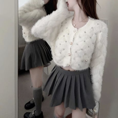 kira kira shaggy cardigan 2色