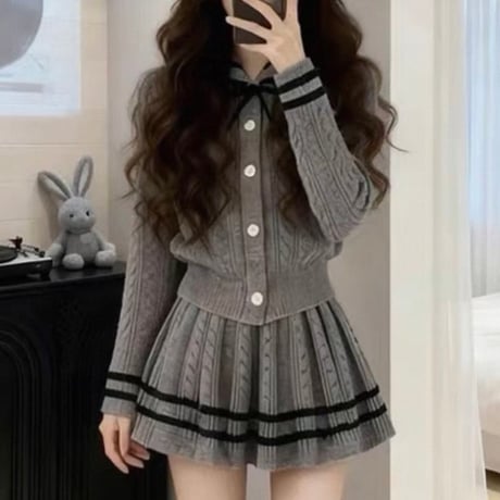 Ribbon Knit Cardigan Set