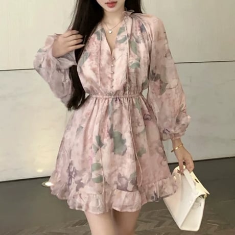 flower pink chiffon op