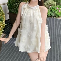 Rosette Chiffon Halter Top