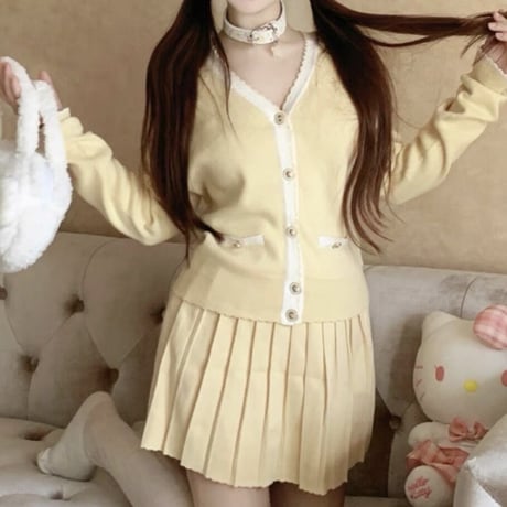 Yellow プリーツスカートセットアップ