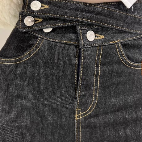 double button skinny pants 2色