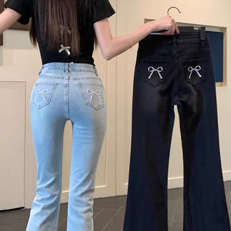 リボンデザインデニムパンツ 2色 | ecrea