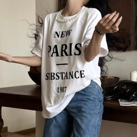 パール付きPARISトップス 3色