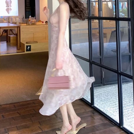 小越しほみ様ご着用♡リボンショルダー sheer ロングワンピ