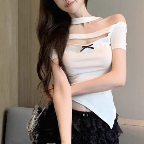 Cutout Ribbon Tops 2色