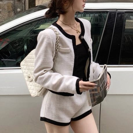 Monotone Tweed Short Set