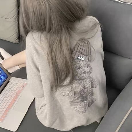 くまちゃんgrayトップス