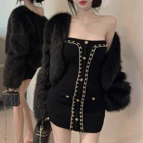 ヴァニラ様ご着用♡Chain design bare tops dress