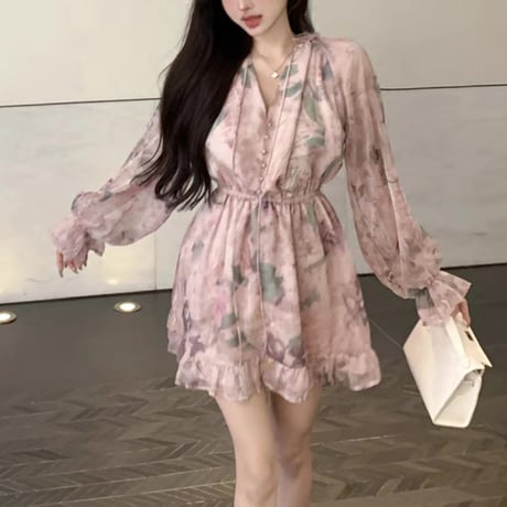 flower pink chiffon op