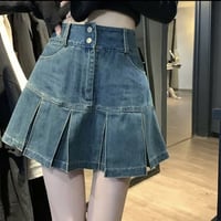 デニム裾プリーツスカート