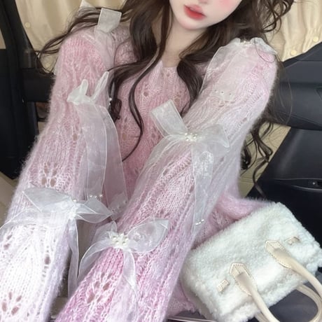 シフォンリボントップス 2色