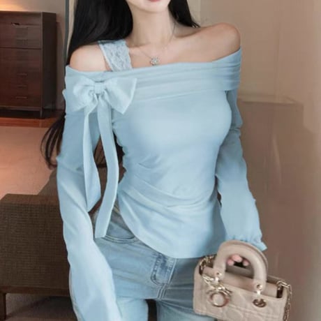 Ribbon One Shoulder Top 2色