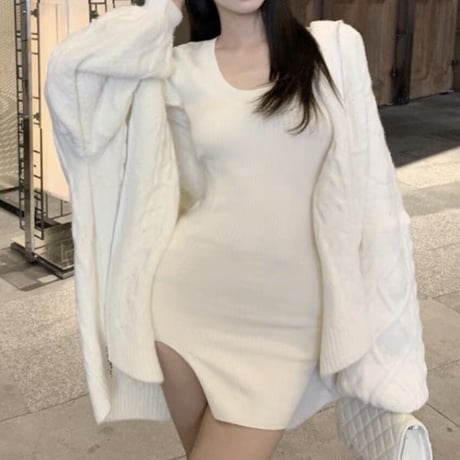 ジップニットゆるオーバーフーディ