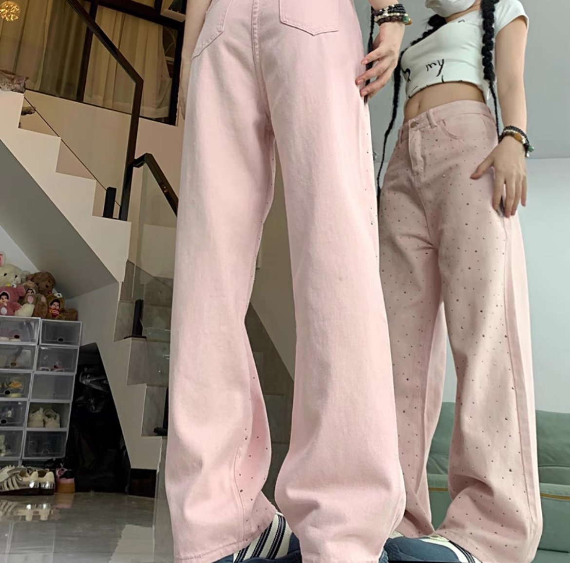 キラキラストーンピンクパンツ | ecrea