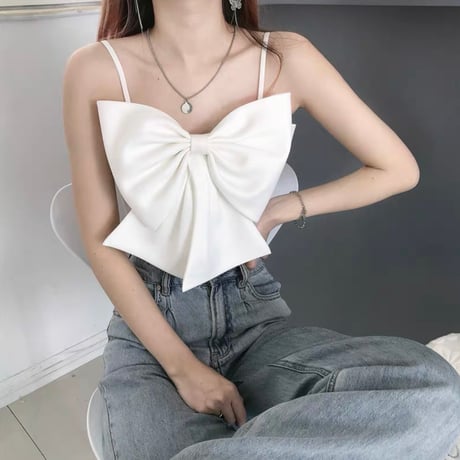 front ribbon mini camisole 3色