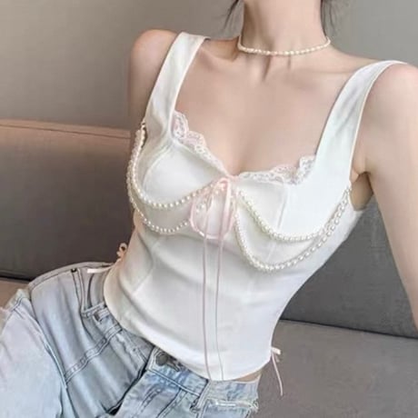 Pearl Chain Corset Top 2色