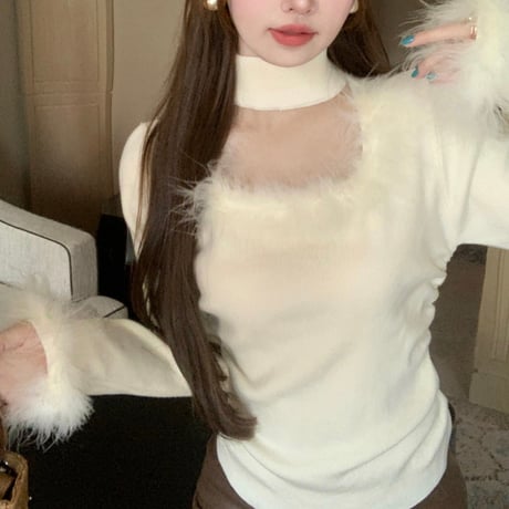 feather fur トップス 2色