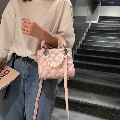 パール付き ハンドbag 4色