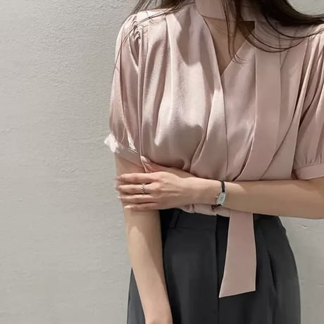 neck point simple tops4色