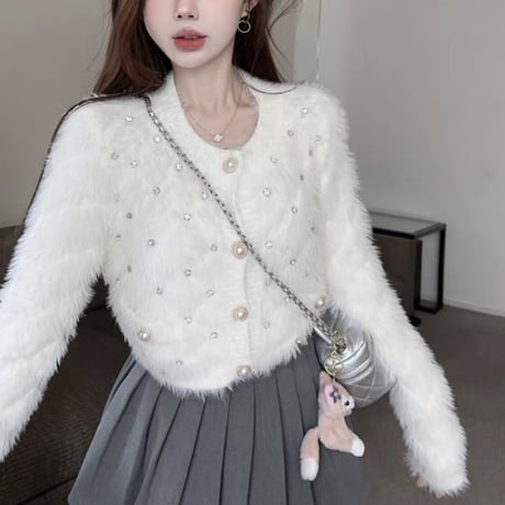 kira kira shaggy cardigan 2色