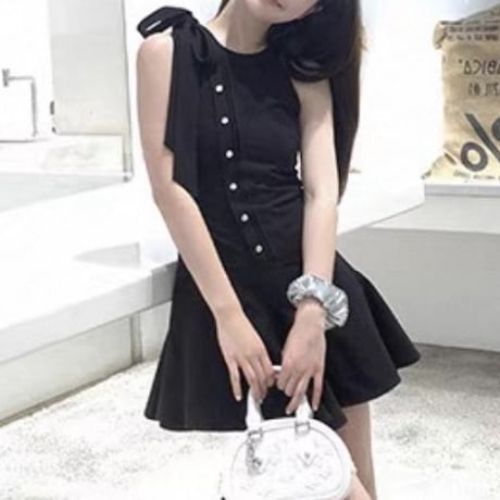 黒崎るりか様ご着用♡Button design ribbon dress 2色
