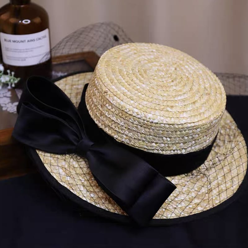 ドットチュールリボンストローハット | ecrea