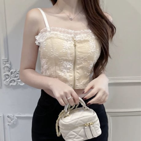 lace fastener camisole 2色
