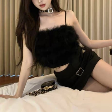 fur short camisole 2色