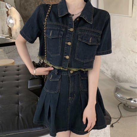 denim 半袖セットアップ
