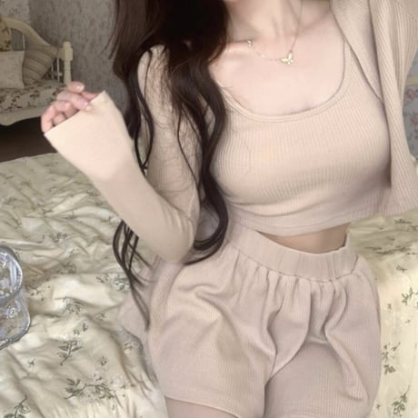 beige culotte 3点セット