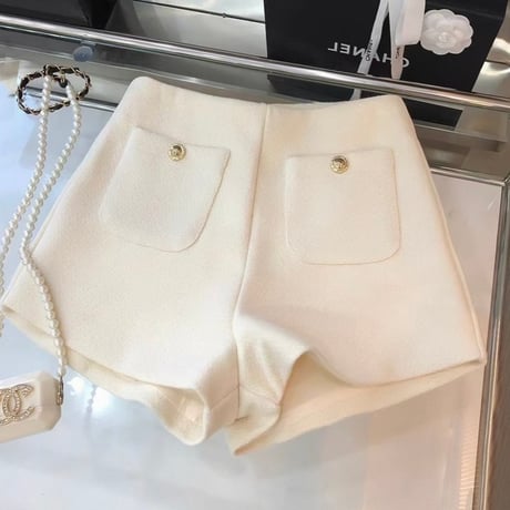 Gold Button Two Tone Shorts 2色