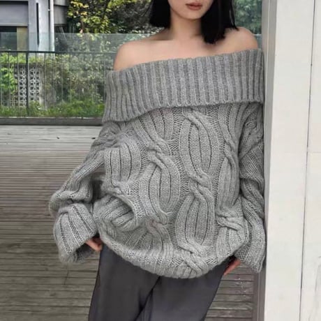 Soft Off-Shoulder Cable Knit