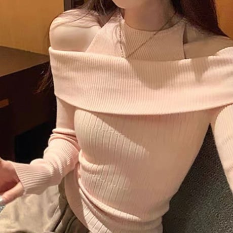 Soft Rib Off Shoulder Knit Top 3色