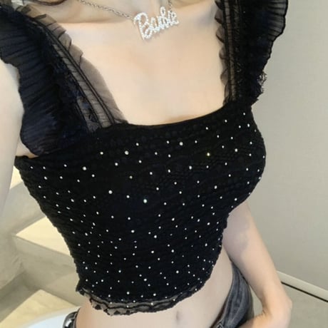 キラキラストーン付きキャミ2色