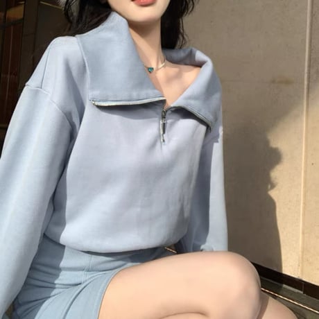 ハーフジップラフワンピ