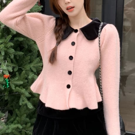 PINK×BLACK ペプラムトップス