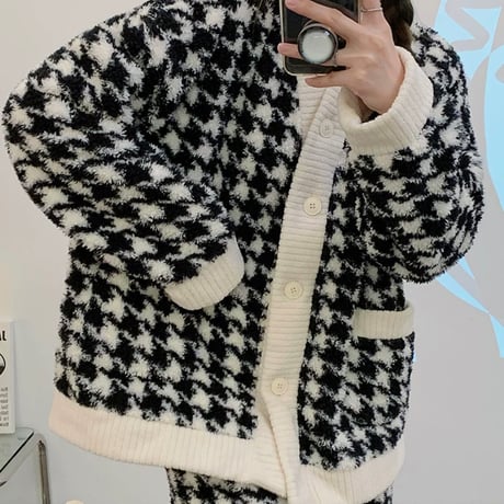 千鳥柄 モコモコルームウェア