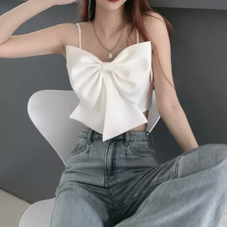 front ribbon mini camisole 3色