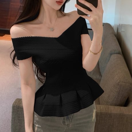 瀬戸りこ様ご着用♡Elegant Peplum Knit Top 2色