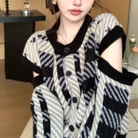 arm cut チェック長袖トップス
