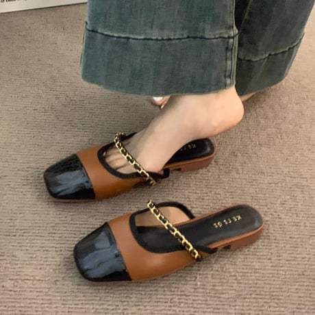 Chain Strap Flat Mule 3色