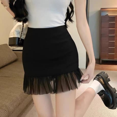 シアー裾フリルスカート