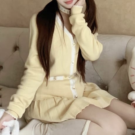 Yellow プリーツスカートセットアップ
