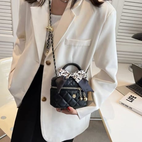 スカーフ付きキルティングバニティbag  2種3色