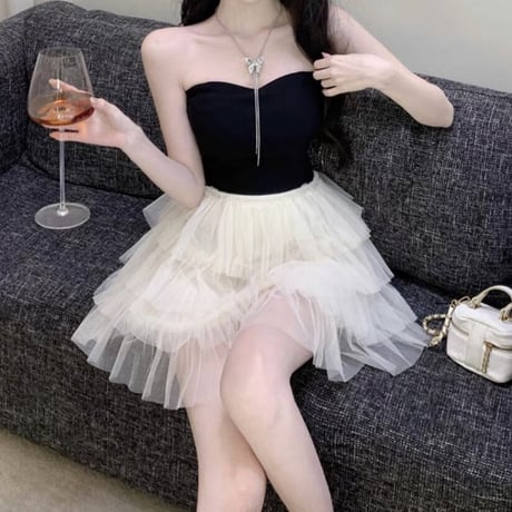 シフォンフリルドッキングベアワンピ