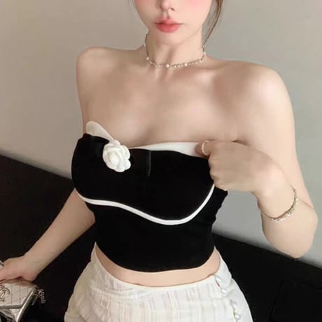 Rose Ribbon Tube Top 2色