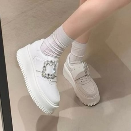 Crystal Buckle Platform Sneakers
