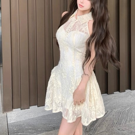 Lace Collar Flare Dress