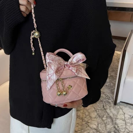 スカーフ付きキルティングバニティbag  2種3色